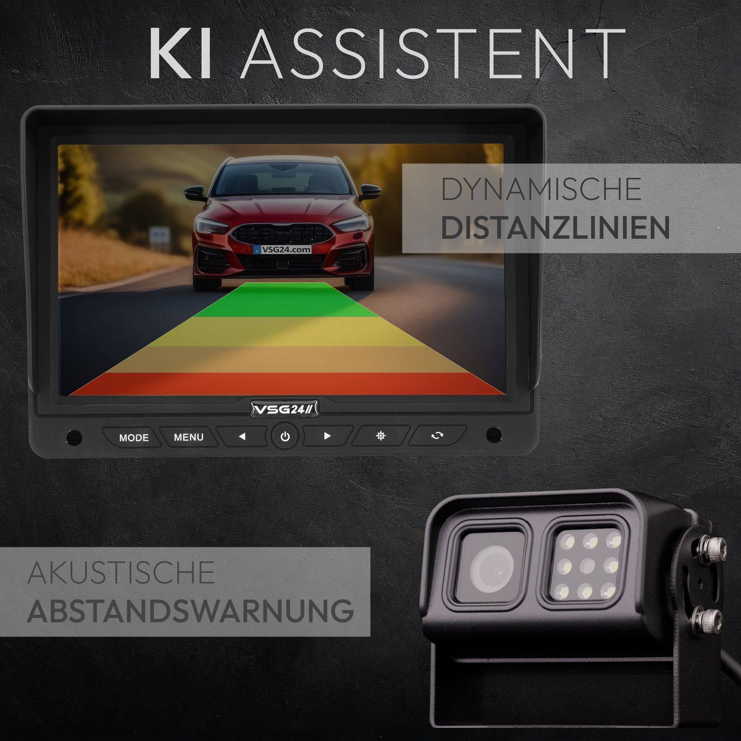 VSG24 Rückfahrkamera VISION AI PRO | HD 1080P | 120° | PERSONENERKENNUNG