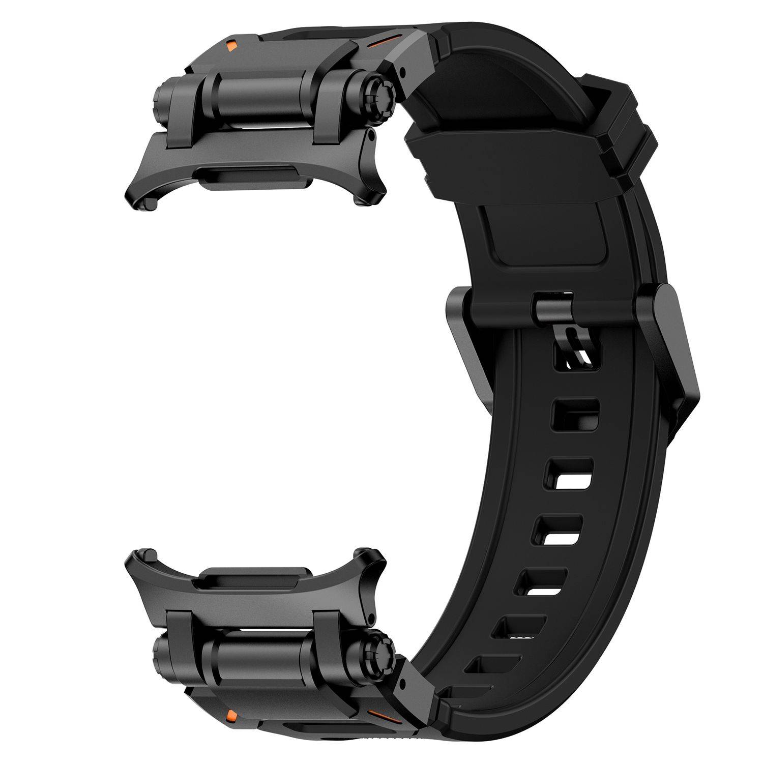 Für Samsung Galaxy Watch Ultra 47mm Silikon Armband mit Metall - Schnellverschluss Schwarz