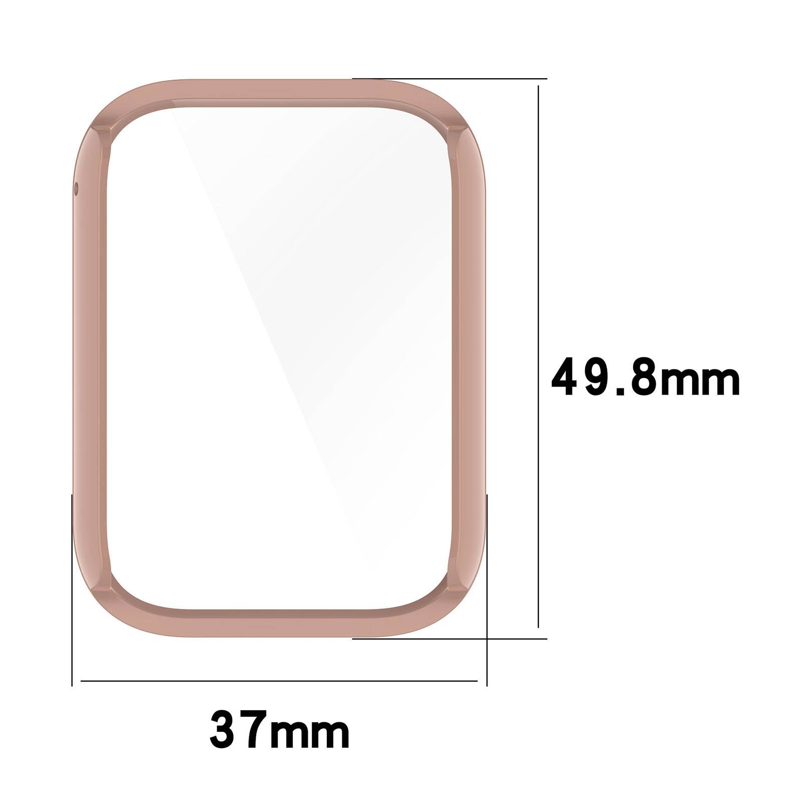 Abmessungen eines gerundeten rechteckigen Gehäuses oder Displayschutzes: 37 mm breit mal 49,8 mm hoch.