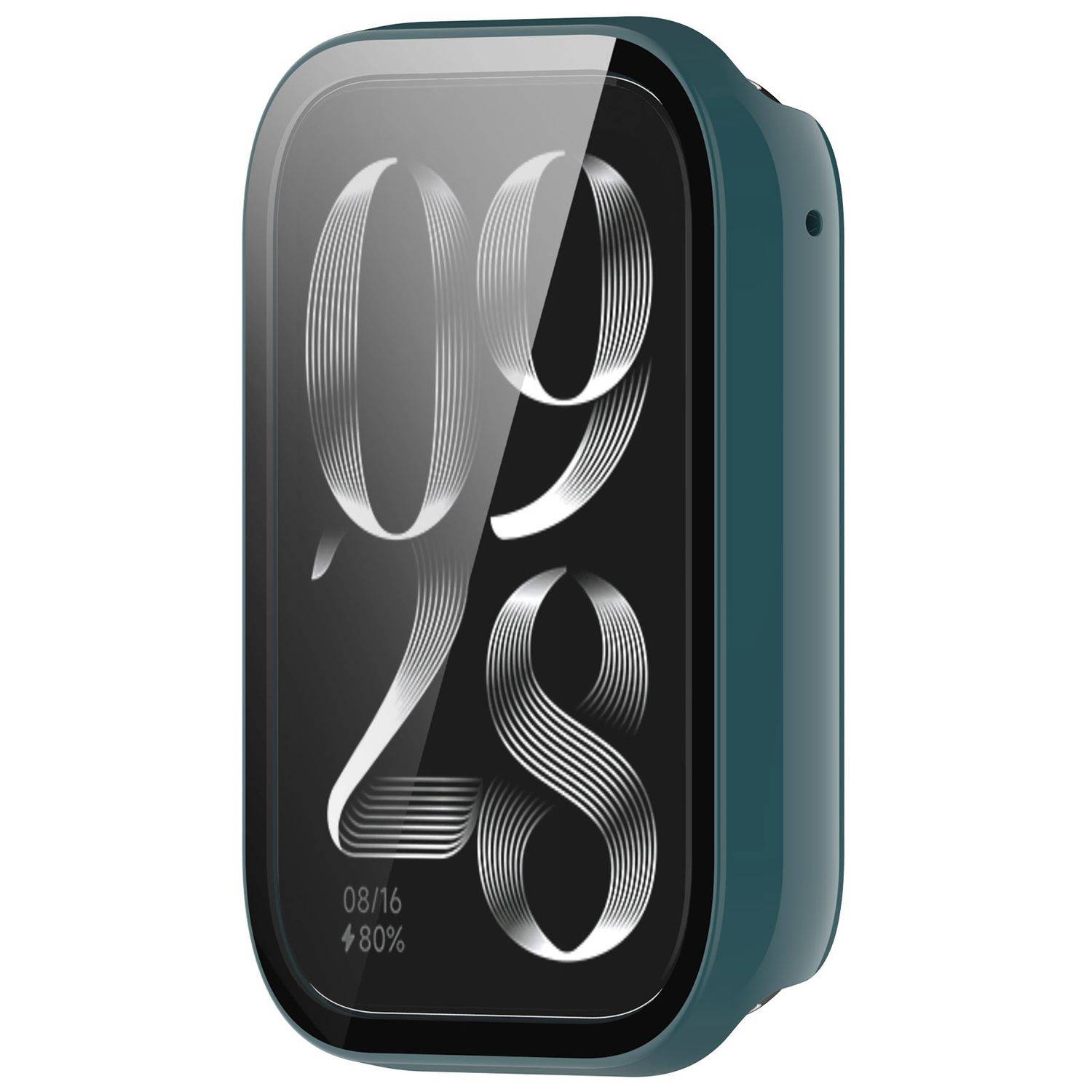 Für Xiaomi Smart Band 9 Pro Kunststoff PC Smart Hülle + Tempered H9 Hart Glas Grün