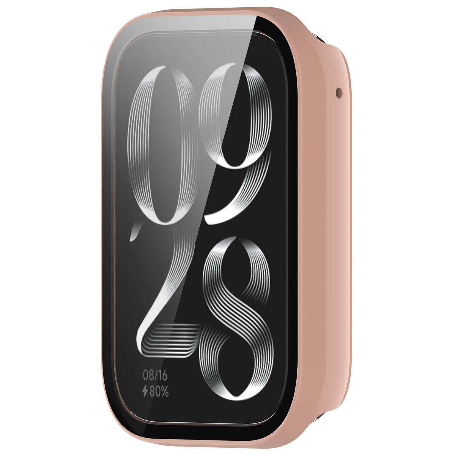 Für Xiaomi Smart Band 9 Pro Kunststoff PC Smart Hülle + Tempered H9 Hart Glas Rosa