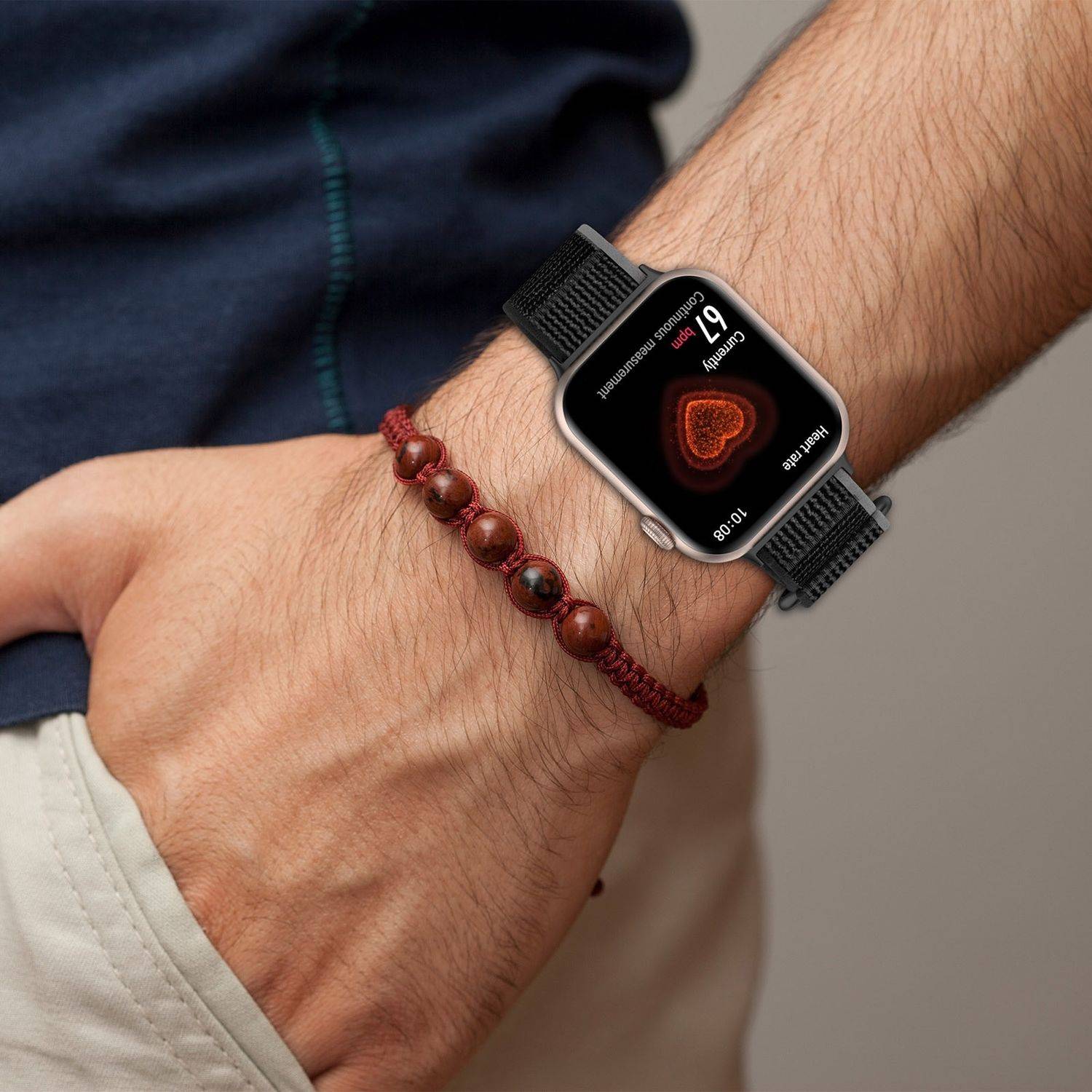 Für Honor Watch 5 Nylon Elastisches Schnallen Klettverschluss Ersatz Armband Schwarz