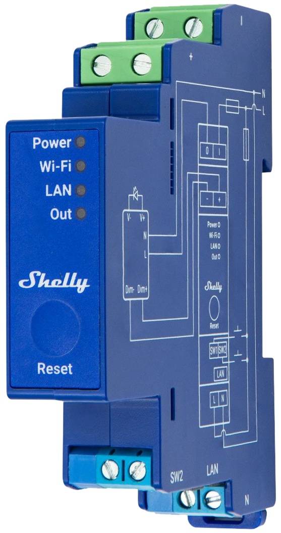 Shelly Pro Dimmer 0/1-10V PM Beleuchtungssteuerung, WiFi/Bluetooth