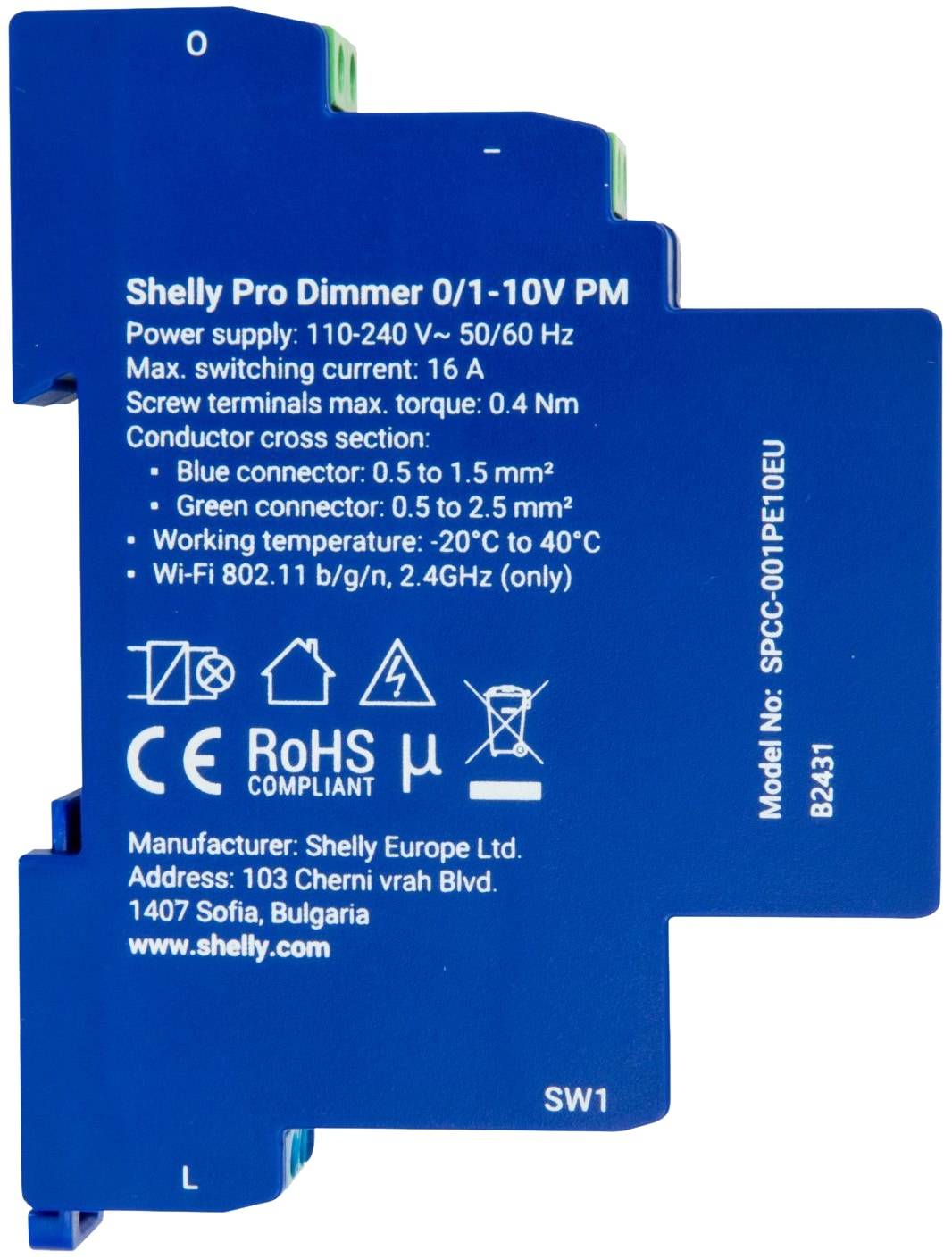 Shelly Pro Dimmer 0/1-10V PM Beleuchtungssteuerung, WiFi/Bluetooth