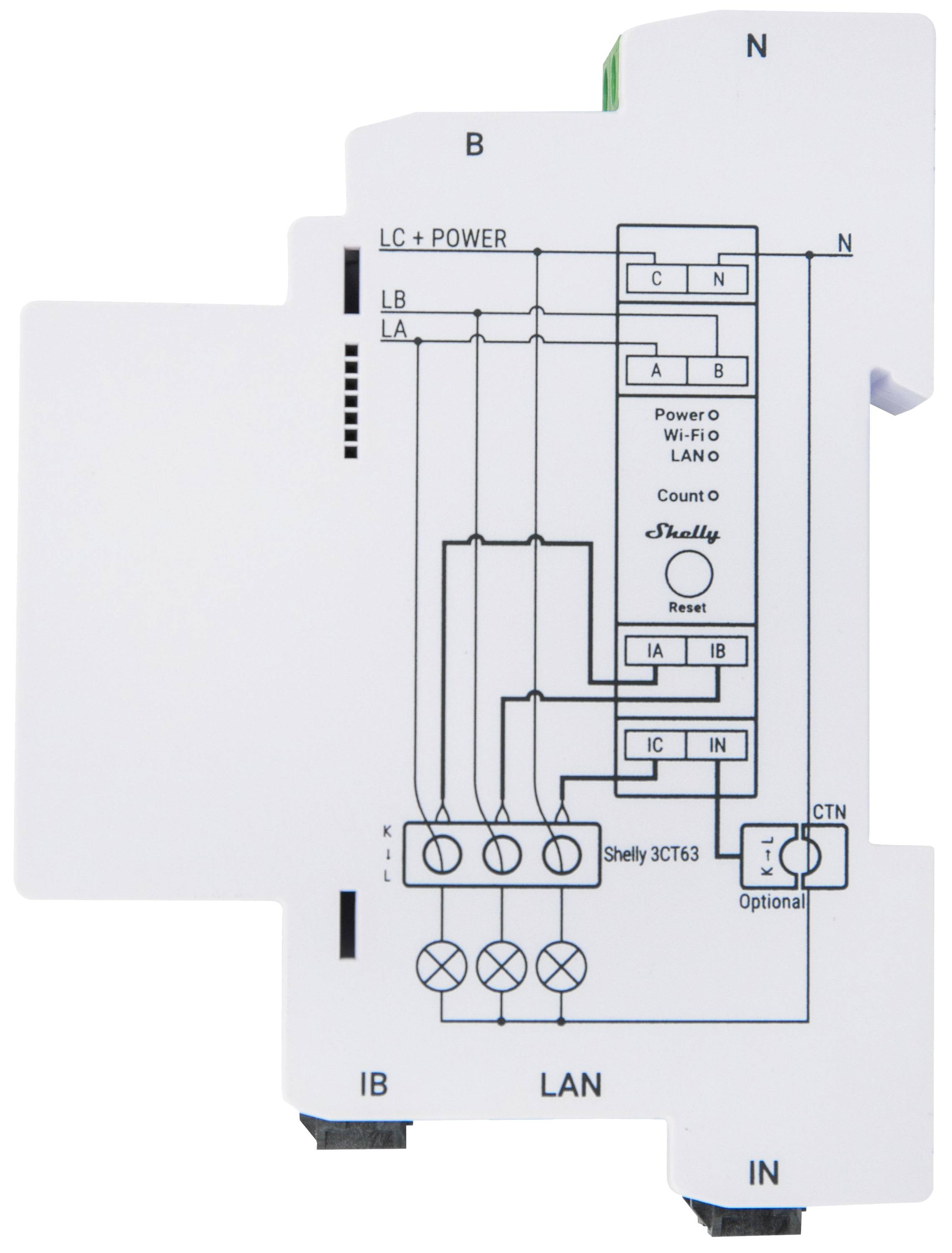 Shelly Pro 3EM-3CT63 WIFI 1/3-Wege-Stromverbrauchsmessgerät