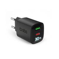 SBS PD Reiselader USB-C/USB LCD GaN schwarz - Netzteil - 30.000 W