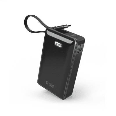 SBS Powerbank SBS 20000mAh, 20W, LCD, integrated cable, Black