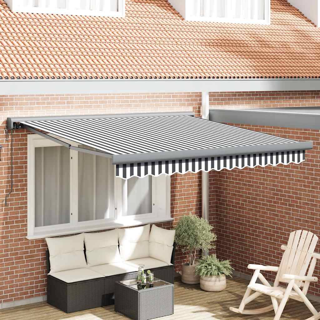 vidaXL Markise Einziehbar Anthrazit und Weiß 3x2,5 m Stoff & Aluminium