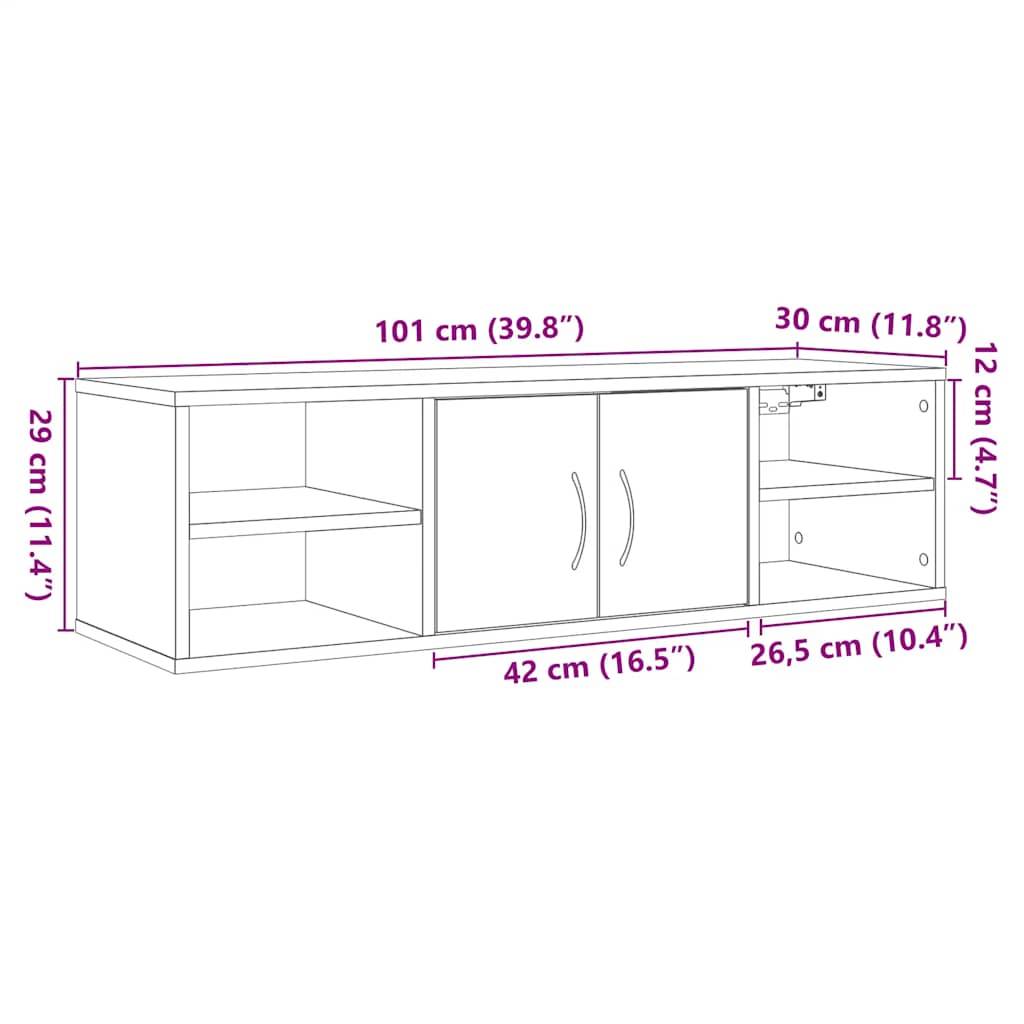 vidaXL Wandschrank Altholz-Optik 101x30x29 cm Holzwerkstoff