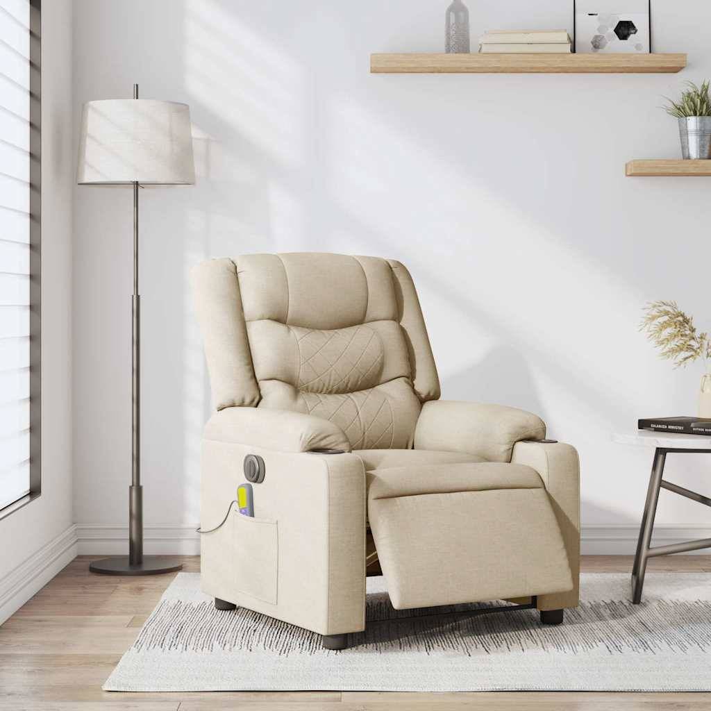 vidaXL Massagesessel Elektrisch Creme Stoff