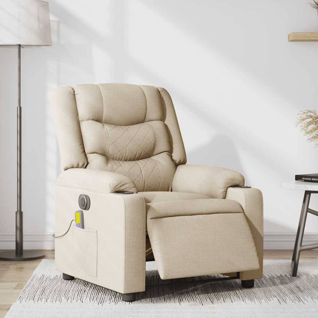 vidaXL Massagesessel Elektrisch Creme Stoff