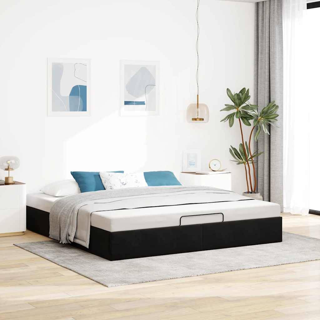 vidaXL Ottoman-Bett ohne Matratze Schwarz 160x200 cm Samt