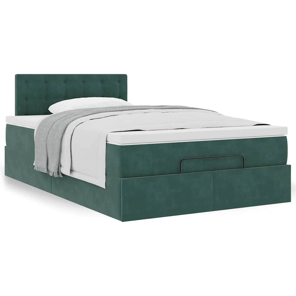 vidaXL Ottoman-Bett mit Matratze Dunkelgrün 120x190 cm Samt
