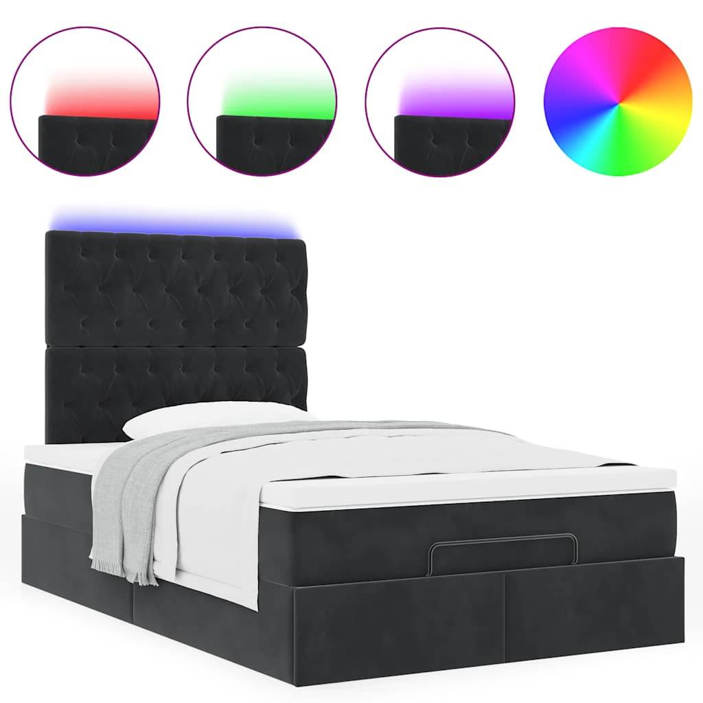 vidaXL Ottoman-Bett mit Matratzen Schwarz 120x190 cm Samt