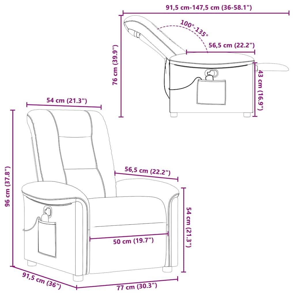 vidaXL Massagesessel Dunkelbraun Stoff
