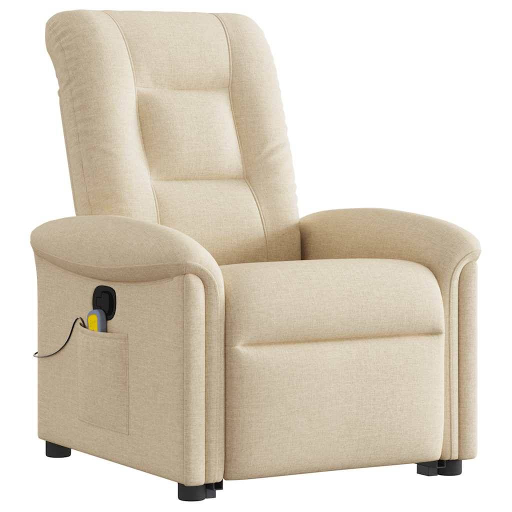 vidaXL Massagesessel mit Aufstehhilfe Creme Stoff