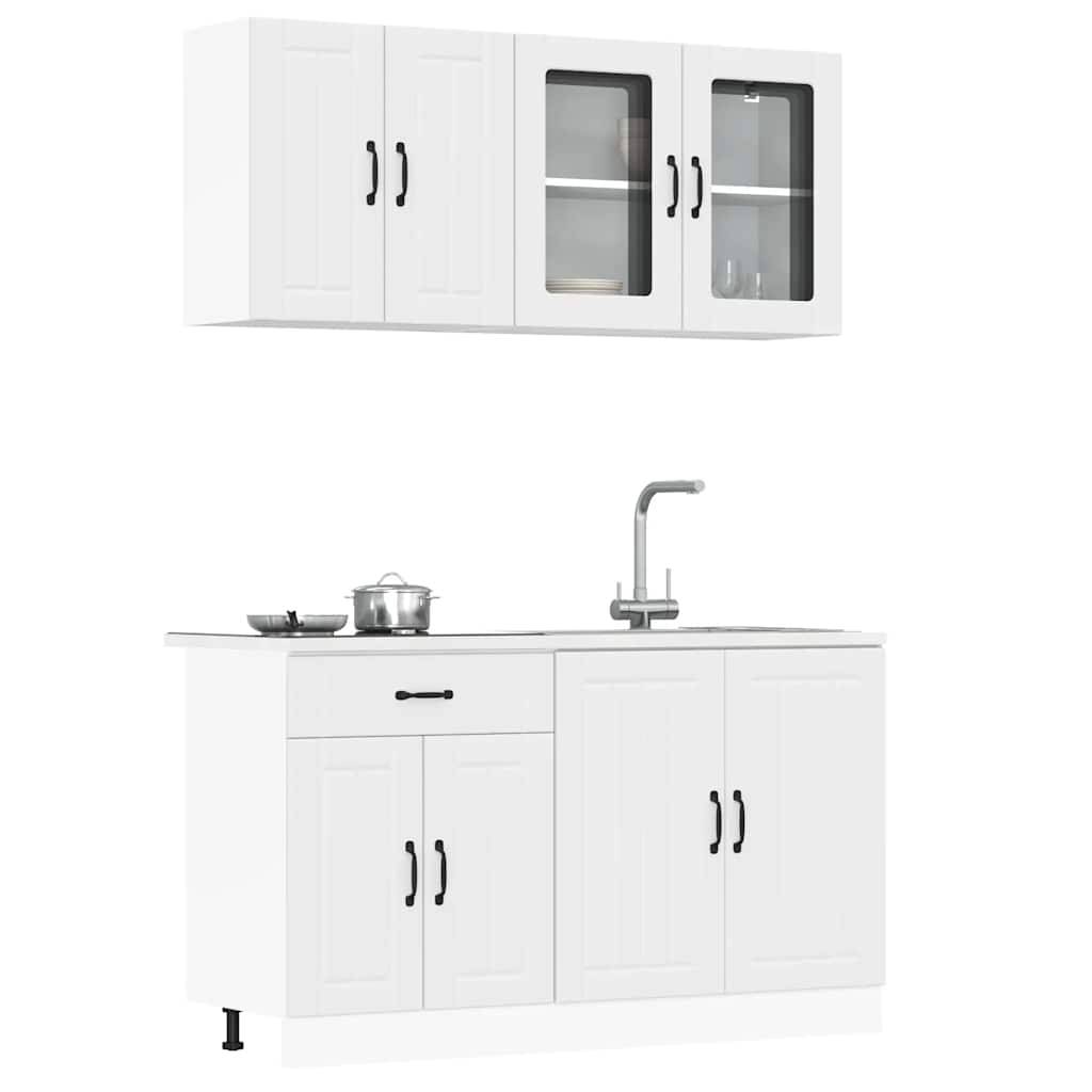 vidaXL 4-tlg. Küchenschrank-Set Lucca Weiß Holzwerkstoff