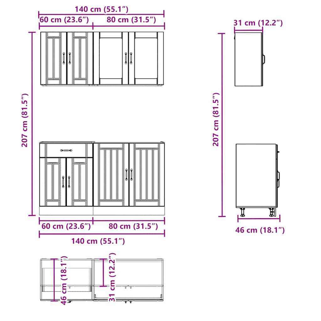 vidaXL 4-tlg. Küchenschrank-Set Lucca Weiß Holzwerkstoff