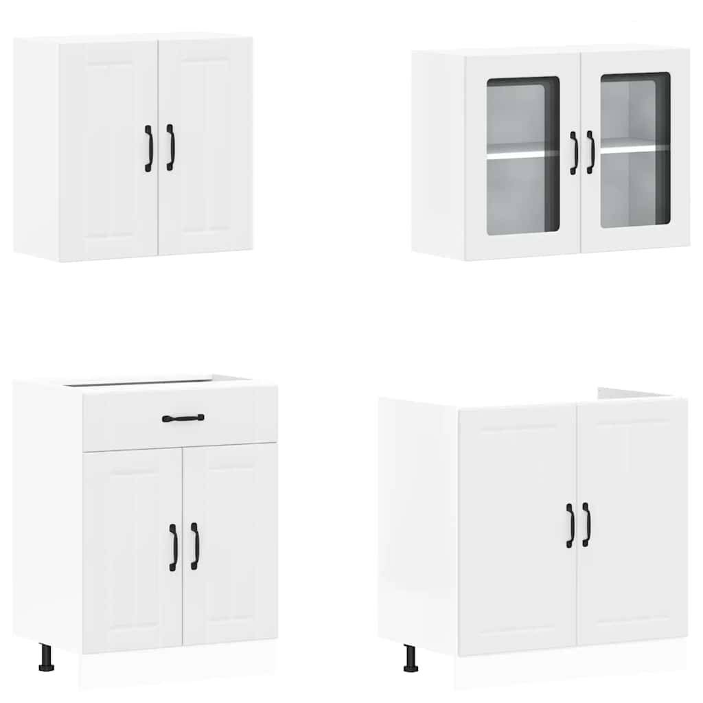 vidaXL 4-tlg. Küchenschrank-Set Lucca Weiß Holzwerkstoff