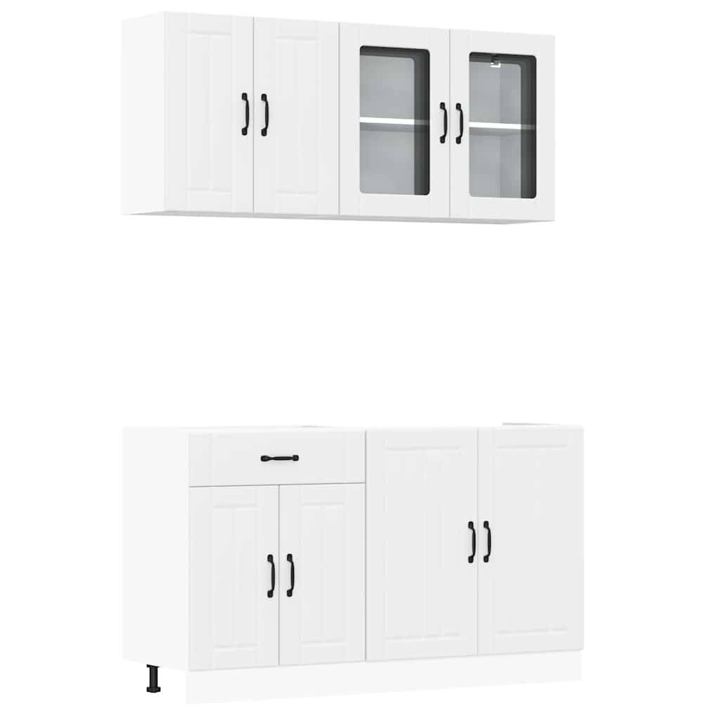 vidaXL 4-tlg. Küchenschrank-Set Lucca Weiß Holzwerkstoff