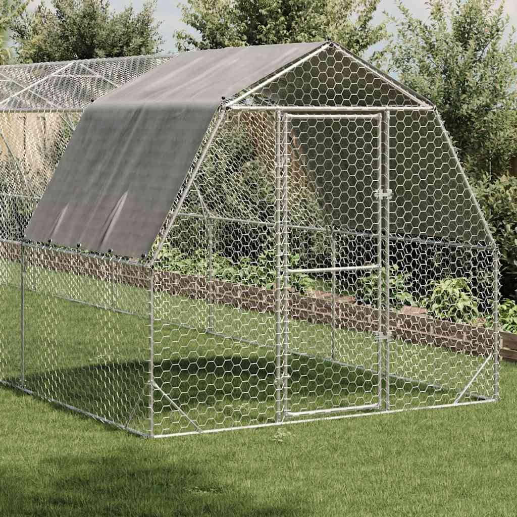 vidaXL Hühnerstall mit Dach 2,5x12x2,25 m Verzinkter Stahl