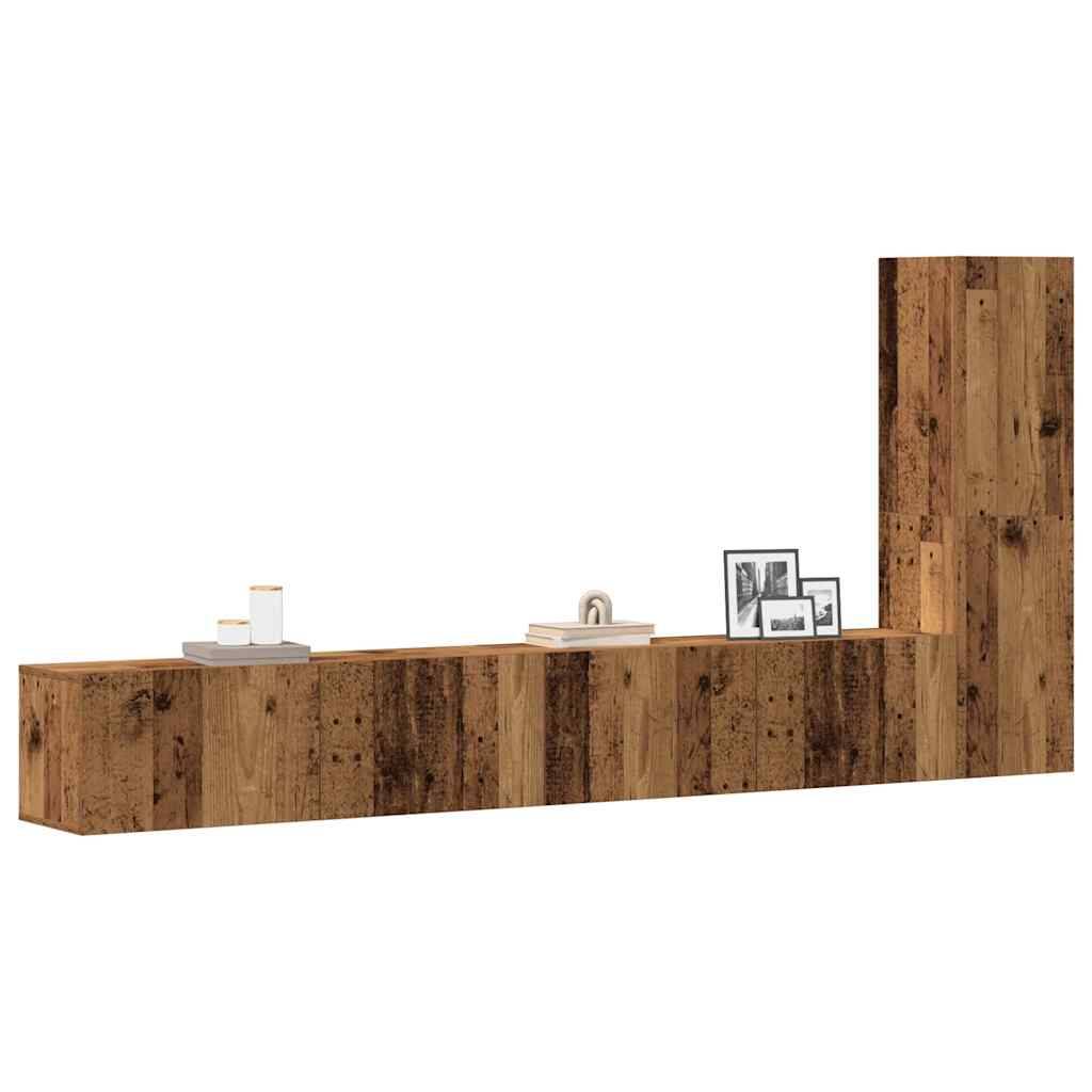 vidaXL 3-tlg. TV-Schrank-Set Wandmontage Altholz-Optik Holzwerkstoff