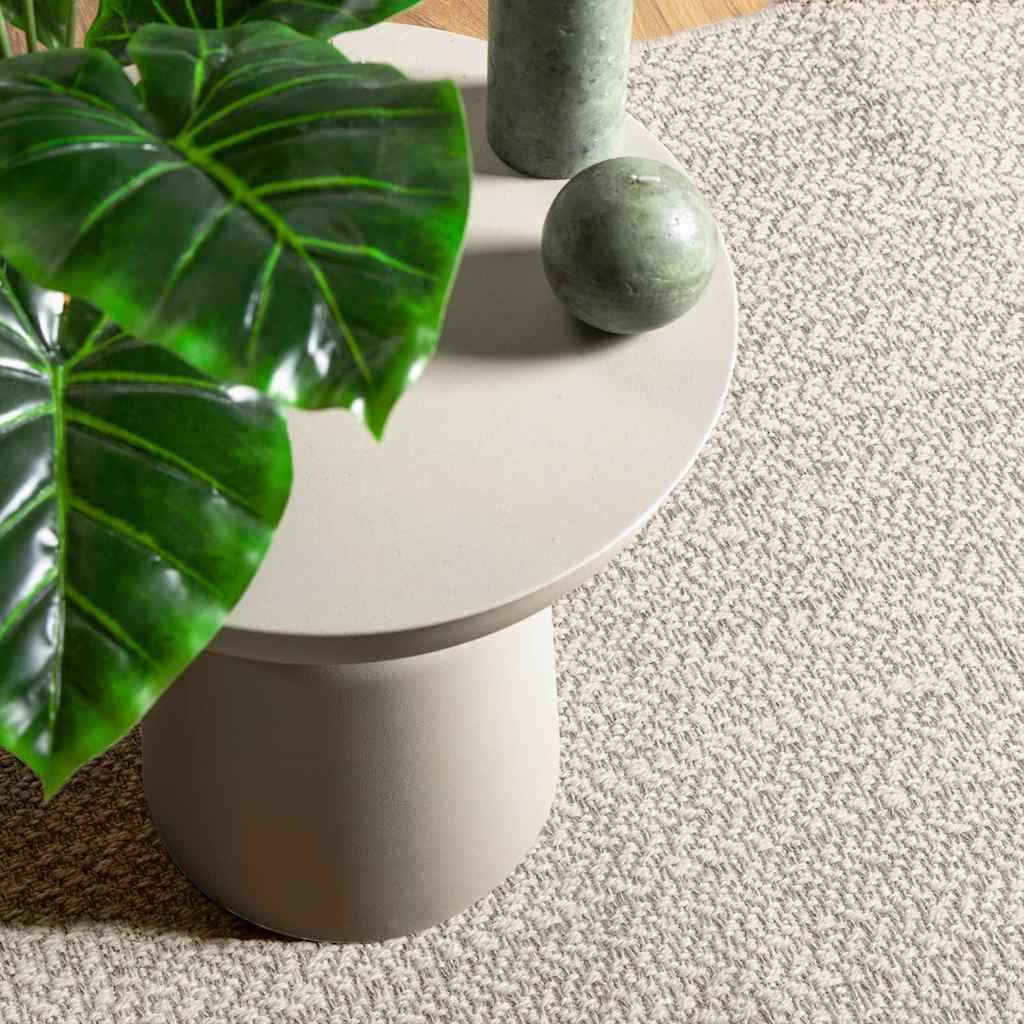 vidaXL Teppich ZIZUR Creme 120x120 cm Jute-Optik Indoor und Outdoor