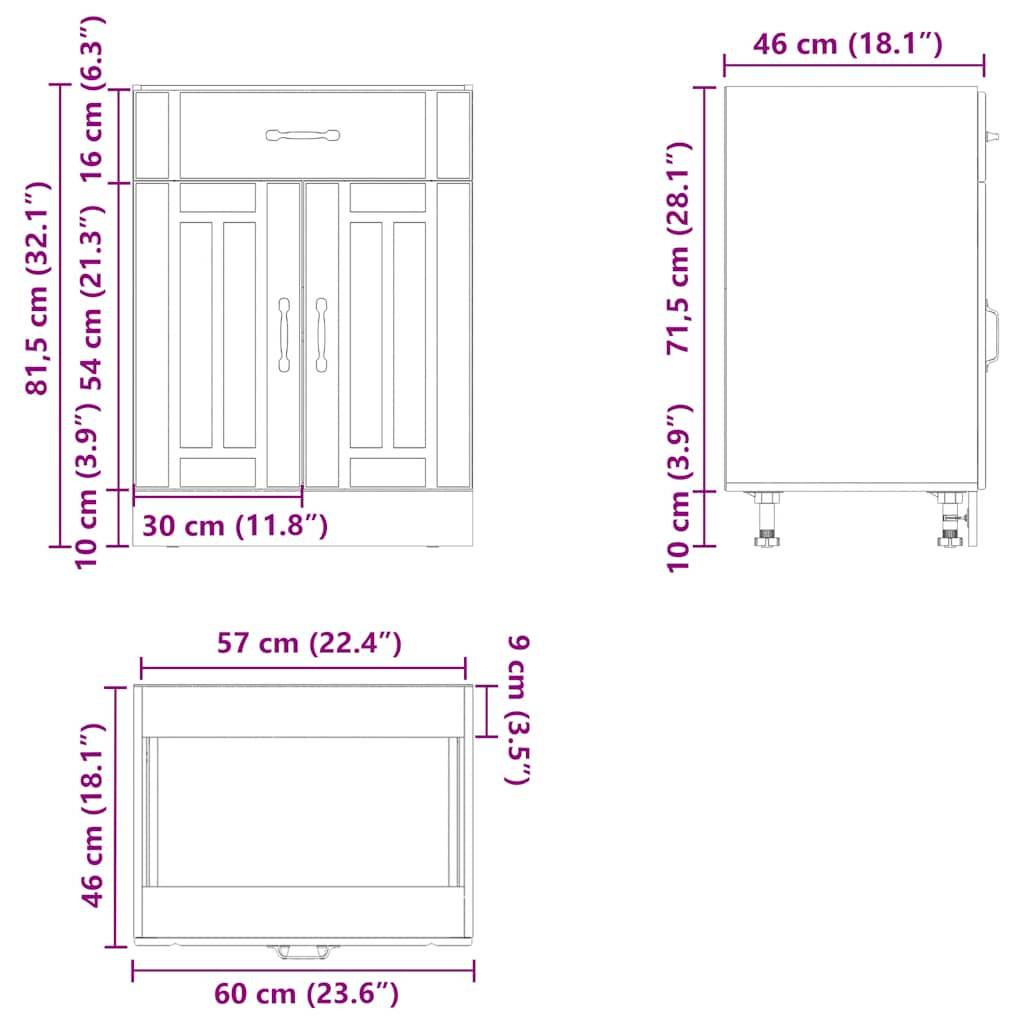 vidaXL Küchen-Unterschrank Lucca Artisan-Eiche Holzwerkstoff