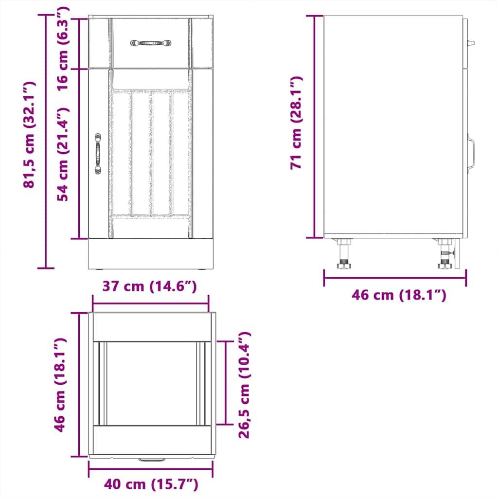 vidaXL Küchen-Unterschrank Lucca Sonoma-Eiche Holzwerkstoff