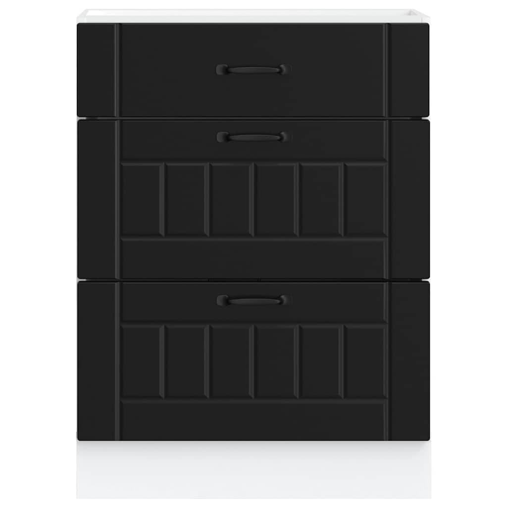 vidaXL Küchen-Unterschrank Lucca Schwarz Holzwerkstoff