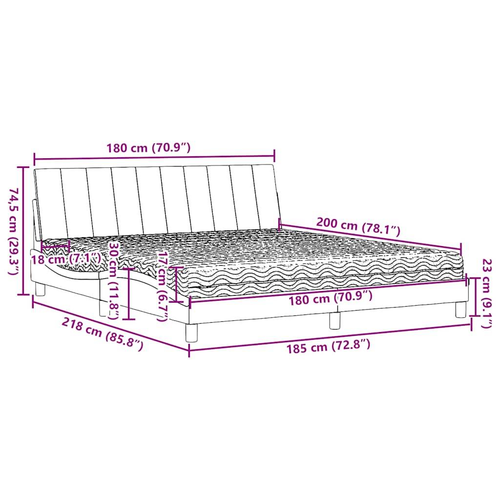 vidaXL Bett mit Matratze Dunkelgrau 180x200 cm Stoff