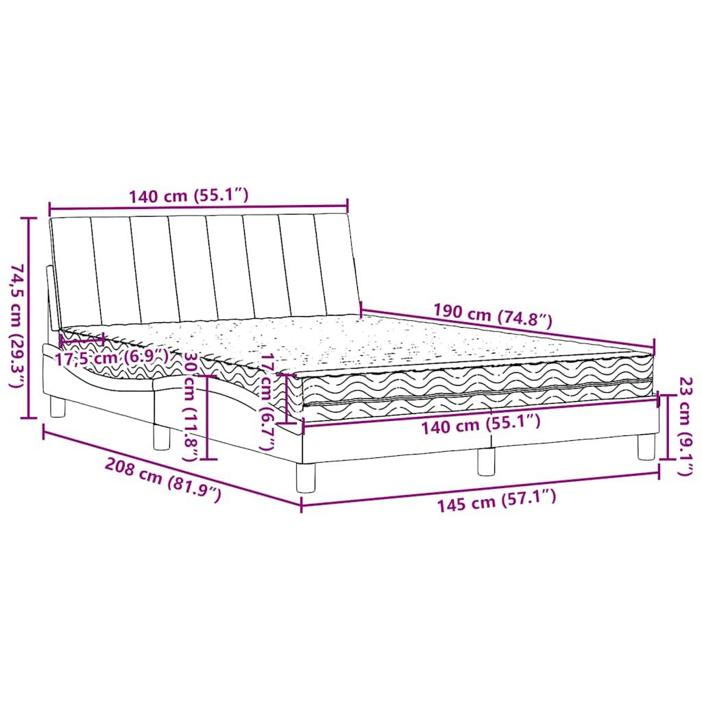 vidaXL Bett mit Matratze "Hanko" Dunkelbraun 140x190 cm Stoff
