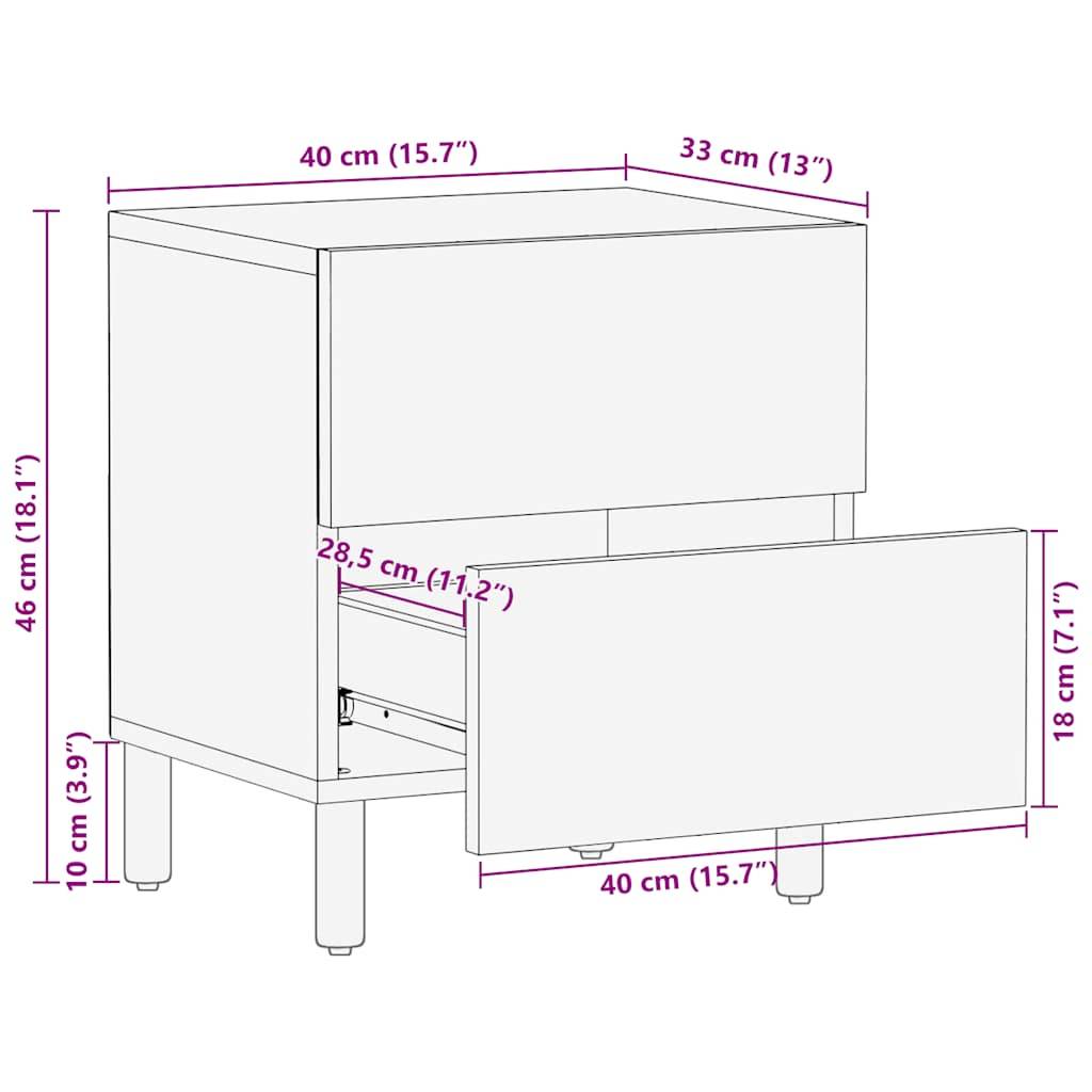 vidaXL Nachttisch 40x33x46 cm Massivholz Akazie