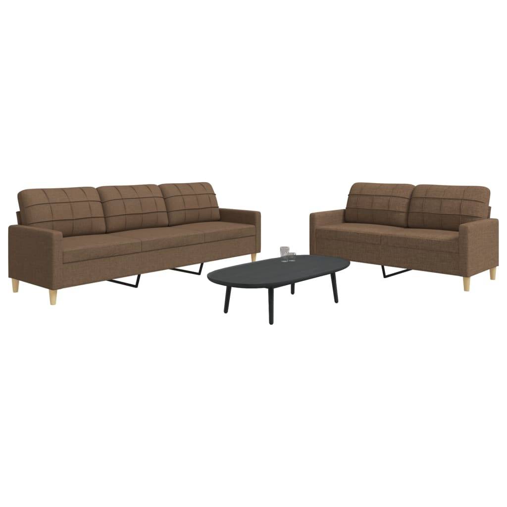 vidaXL 2-tlg. Sofagarnitur Braun Stoff