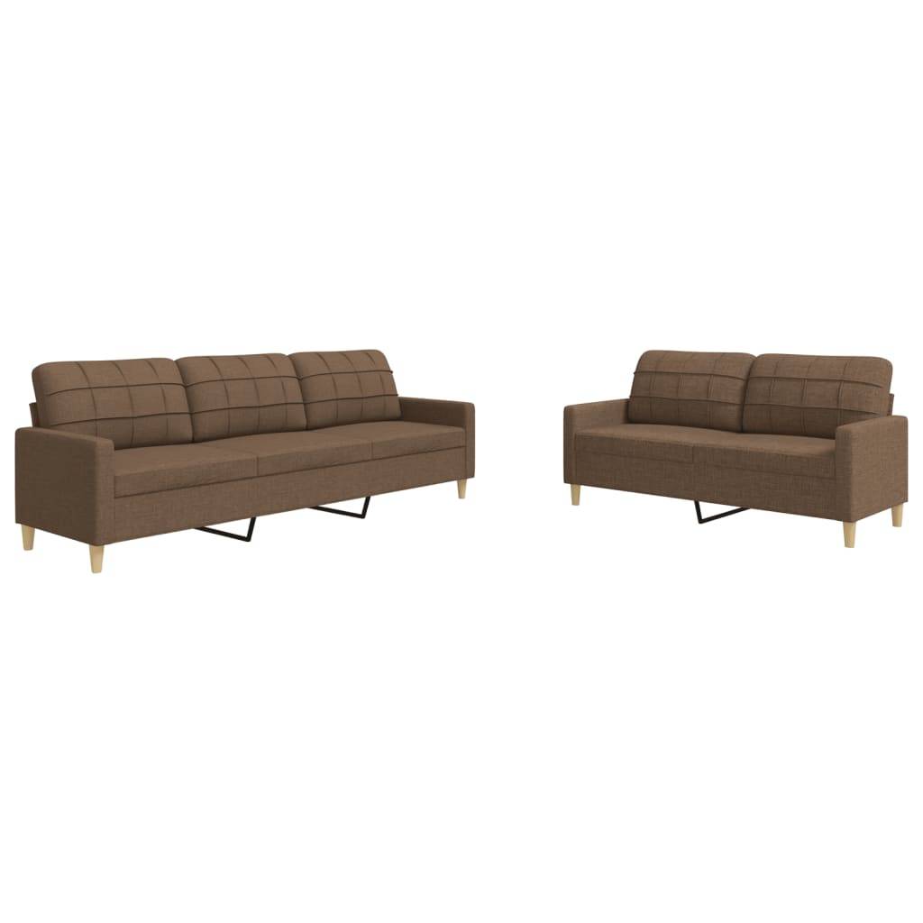 vidaXL 2-tlg. Sofagarnitur Braun Stoff