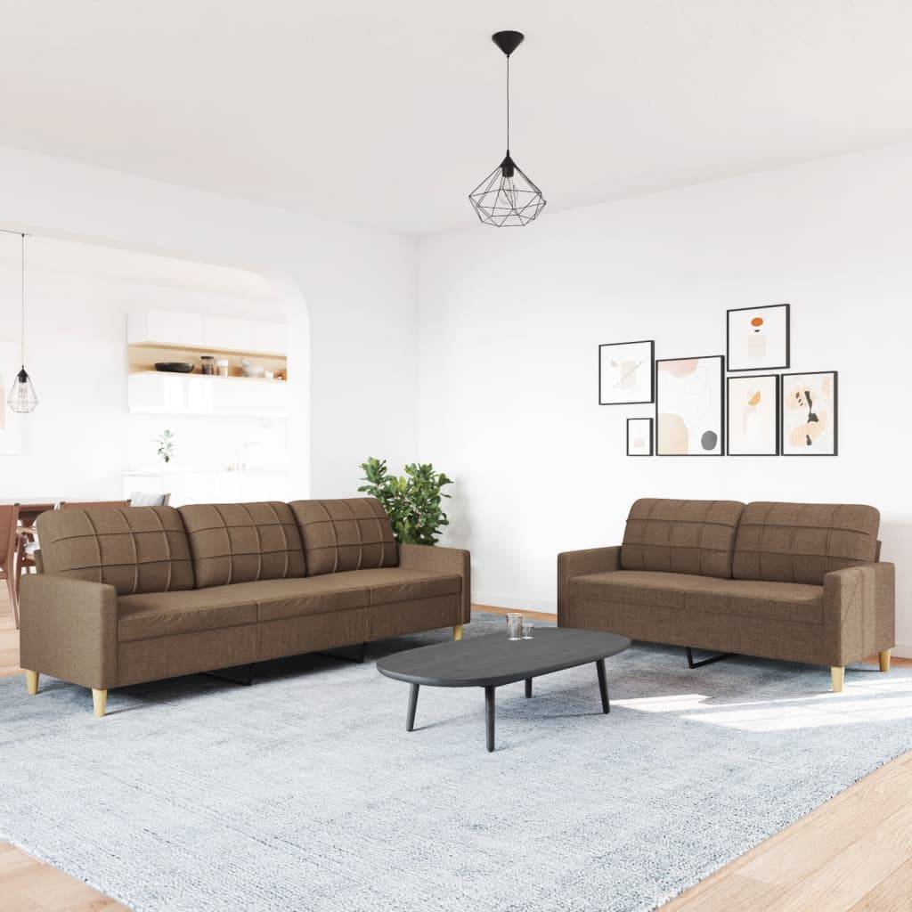 vidaXL 2-tlg. Sofagarnitur Braun Stoff