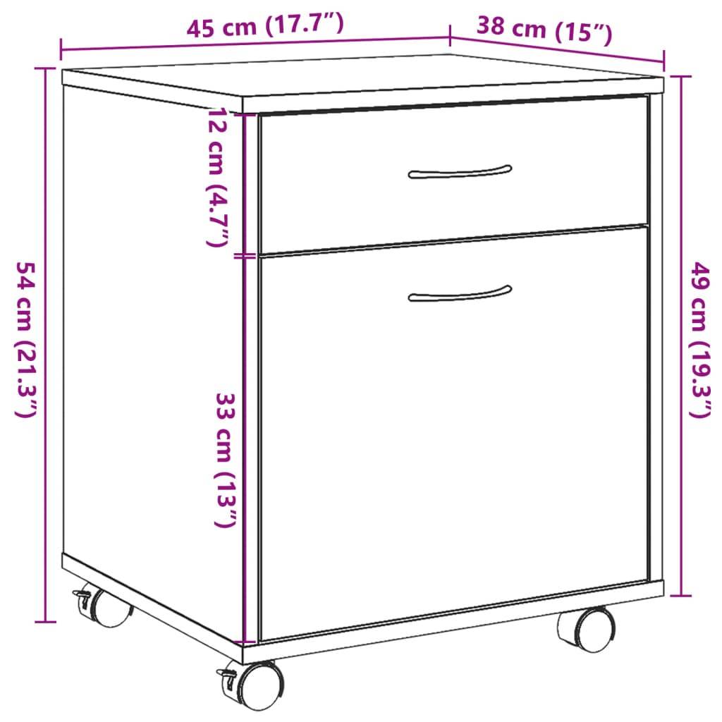 vidaXL Rollcontainer Artisan-Eiche 45x38x54 cm Holzwerkstoff