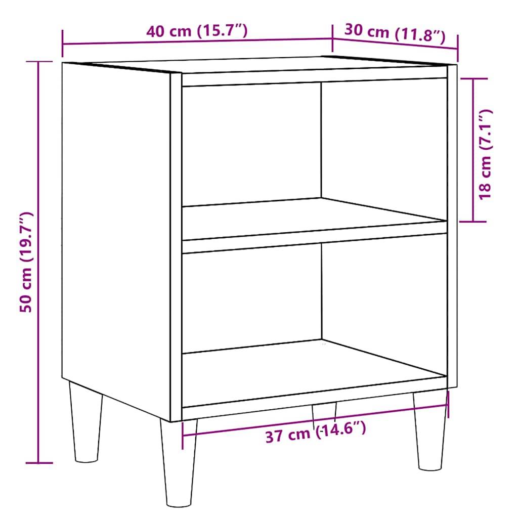 vidaXL Nachttische 2 Stk. Altholz-Optik 40x30x50 cm Holzwerkstoff