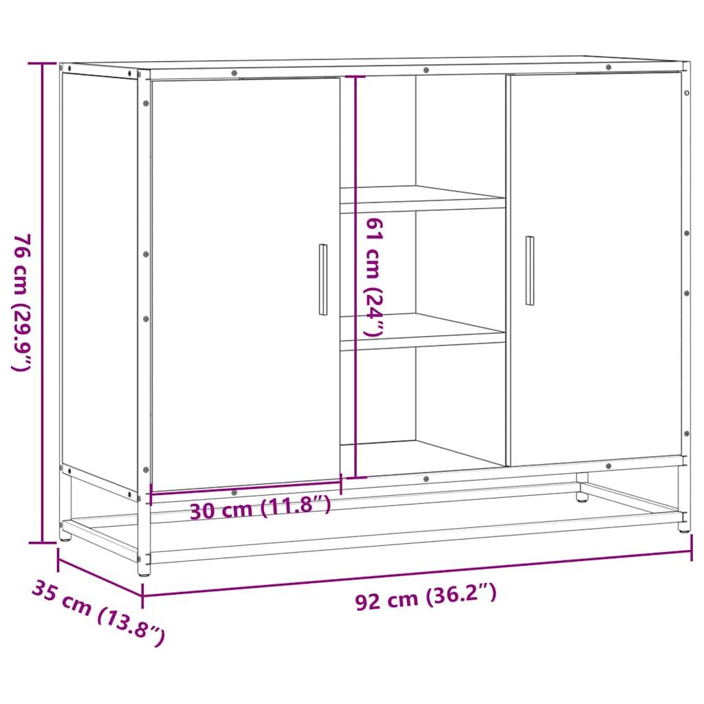 vidaXL Sideboard Sonoma-Eiche 92x35x76 cm Holzwerkstoff