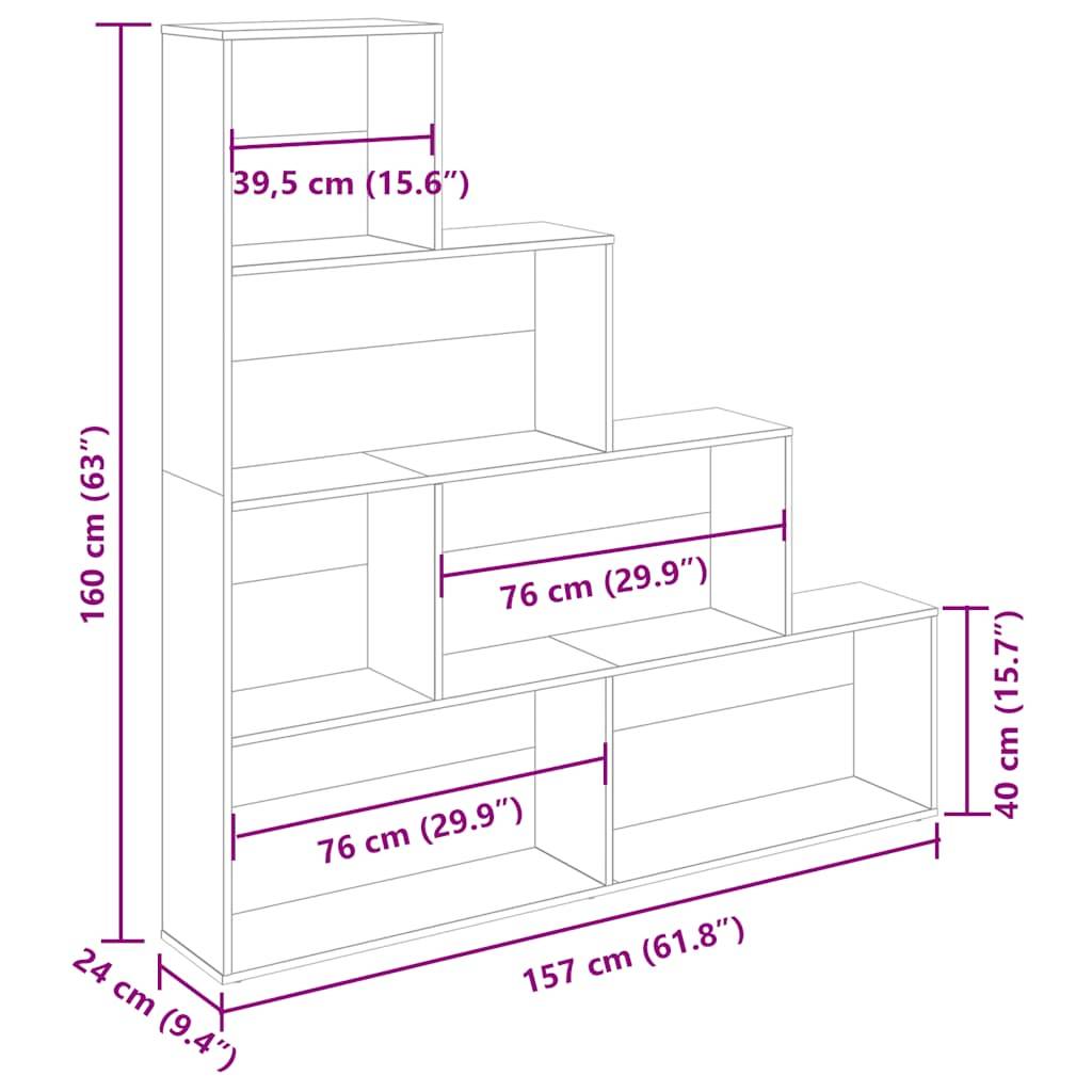 vidaXL Bücherregal Altholz-Optik 157x24x160 cm Holzwerkstoff
