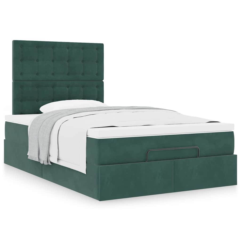 vidaXL Ottoman-Bett mit Matratzen Dunkelgrün 120x200 cm Samt