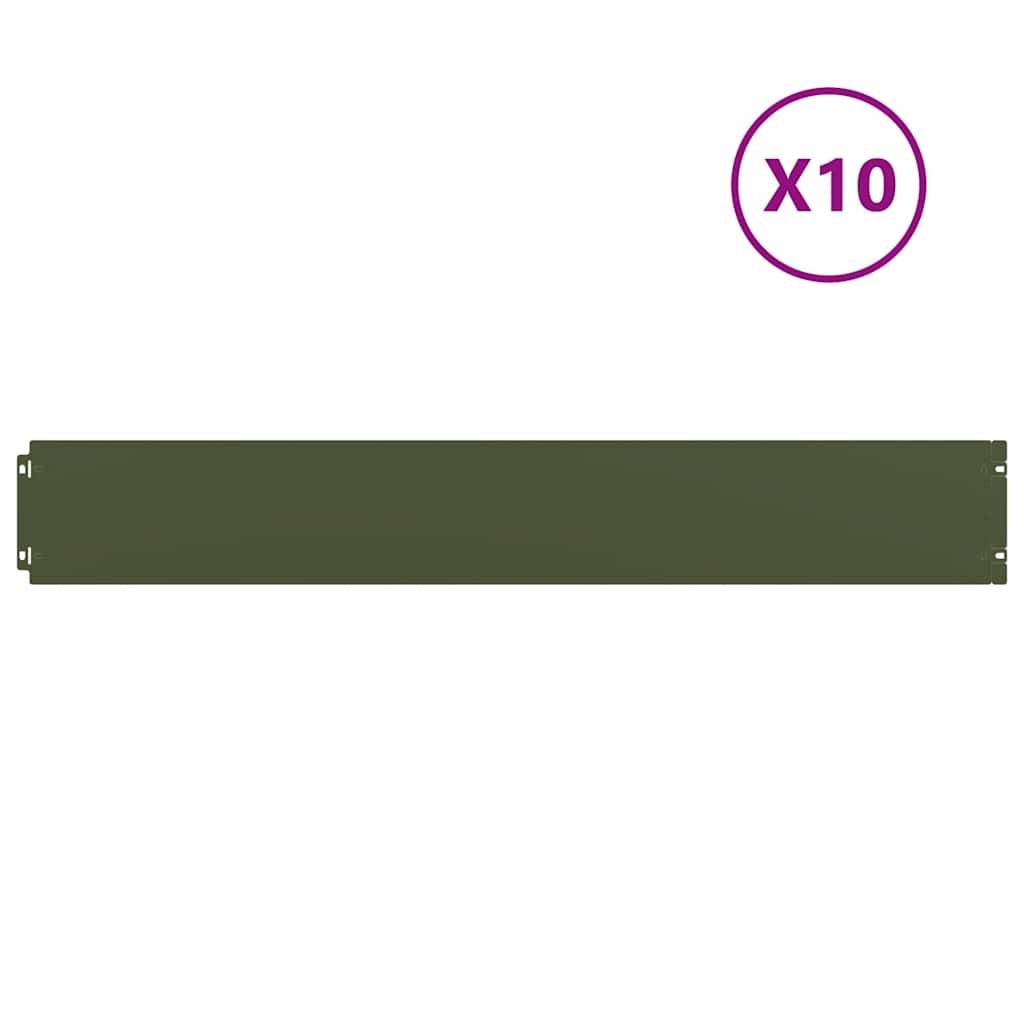 vidaXL Rasenkanten 10 Stk. Olivgrün 15x103 cm Kaltgewalzter Stahl
