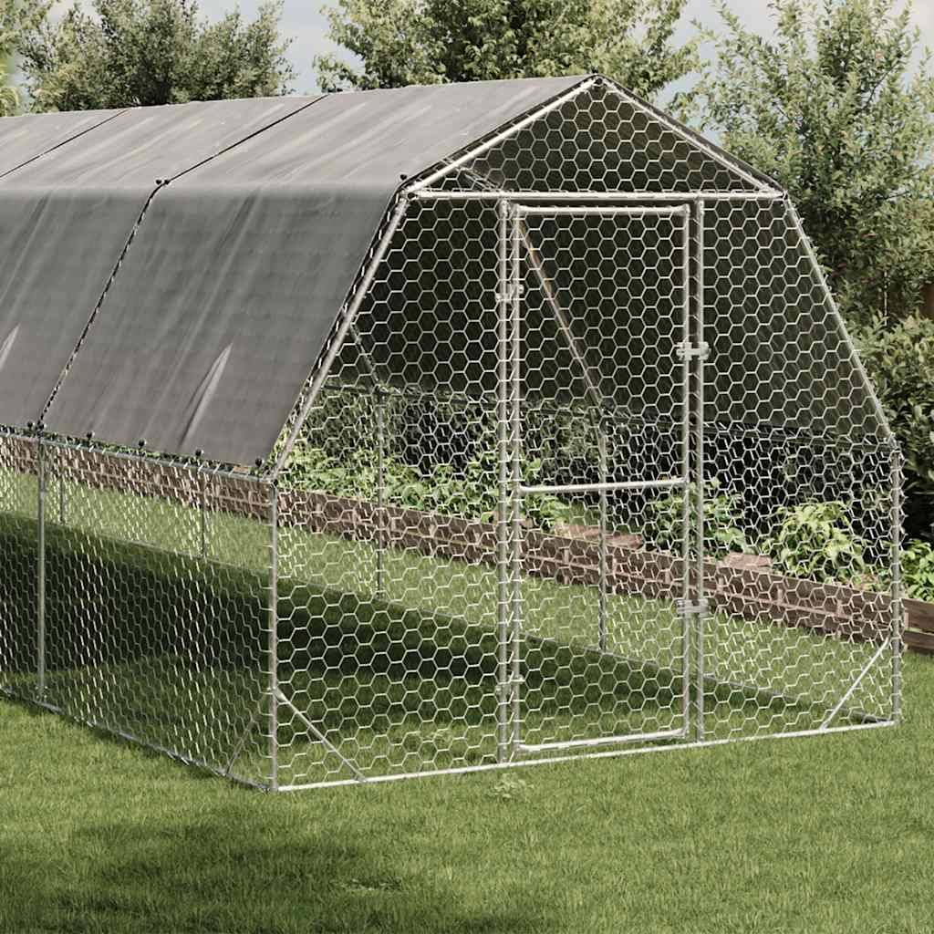 vidaXL Hühnerstall mit Dach 2,5x12x2,25 m Verzinkter Stahl