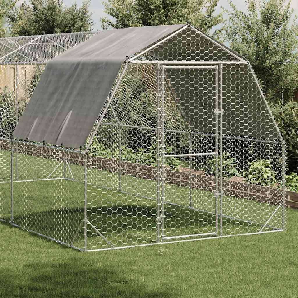 vidaXL Hühnerstall mit Dach 2,5x6x2,25 m Verzinkter Stahl
