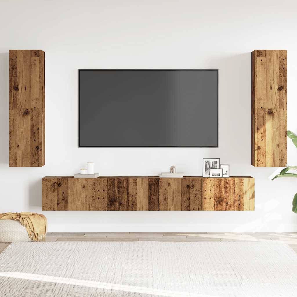 vidaXL TV-Wandschränke 4 Stk. Altholz-Optik Holzwerkstoff