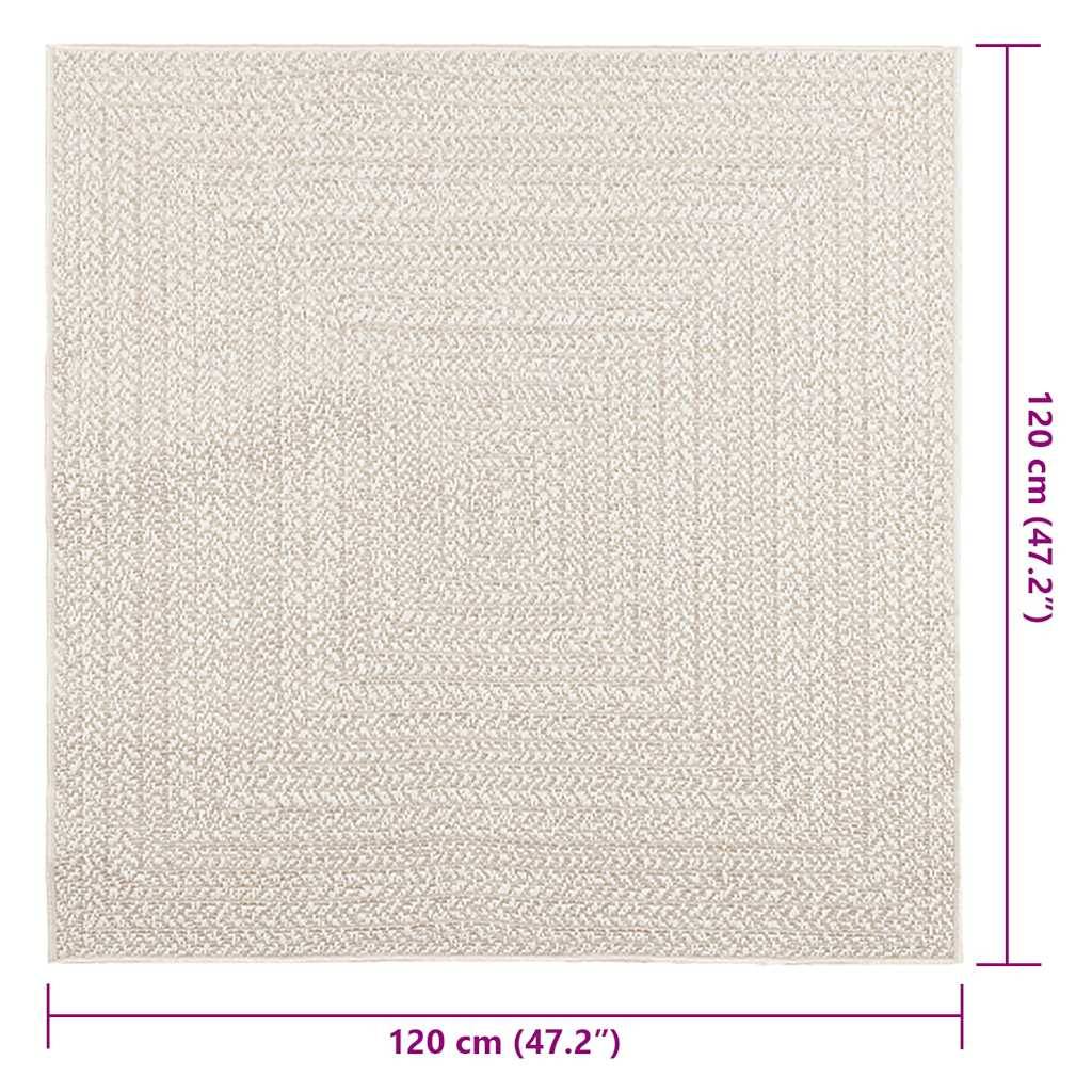 vidaXL Teppich ZIZUR Creme 120x120 cm Jute-Optik Indoor und Outdoor