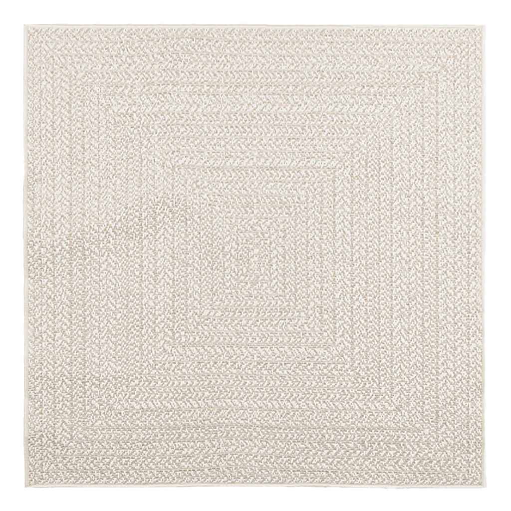 vidaXL Teppich ZIZUR Creme 120x120 cm Jute-Optik Indoor und Outdoor