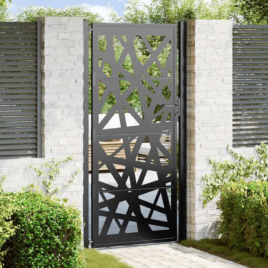 vidaXL Gartentor Schwarz 105x205 cm Stahl Lichtdesign