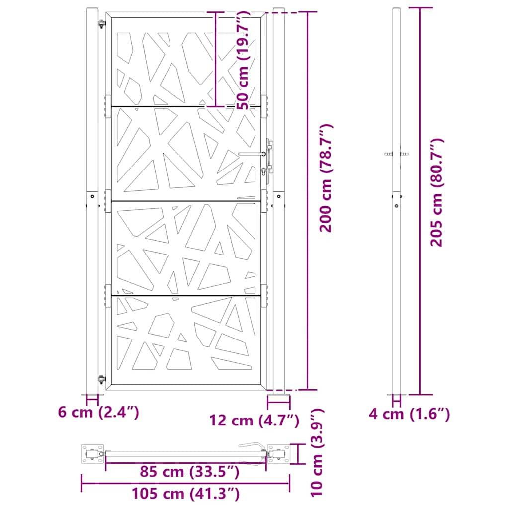 vidaXL Gartentor Schwarz 105x205 cm Stahl Lichtdesign