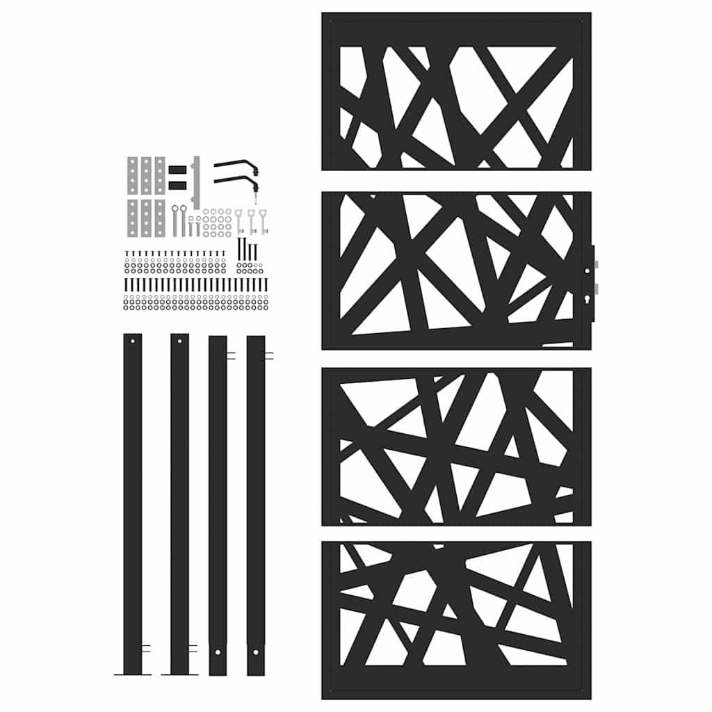 vidaXL Gartentor Schwarz 105x205 cm Stahl Lichtdesign